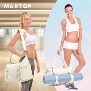 MAXTOP Gym Bag for Women Yoga Tote Bag with Adjustable Yoga Mat Holder Travel Duffle Bag Weekender C...
