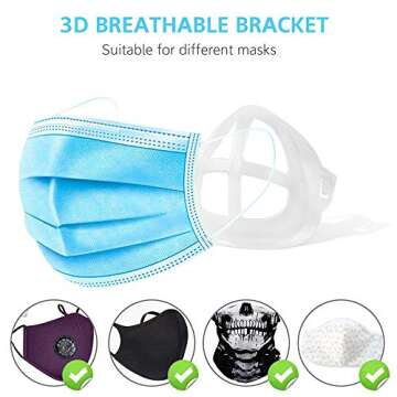 Yuxier Face Mask Bracket Mask Guard Frame Face Shield Support Holder Inner For More Breathing Space,Under Frame Lipstick Protector Keep Fabric off Mouth ，Reusable and Washable （6 pieces
