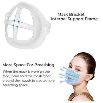 Yuxier Face Mask Bracket Mask Guard Frame Face Shield Support Holder Inner For More Breathing Space,Under Frame Lipstick Protector Keep Fabric off Mouth ，Reusable and Washable （6 pieces