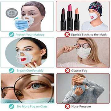 Yuxier Face Mask Bracket Mask Guard Frame Face Shield Support Holder Inner For More Breathing Space,Under Frame Lipstick Protector Keep Fabric off Mouth ，Reusable and Washable （6 pieces