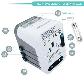 International Travel Power Plug Adapter - 4 USB Ports