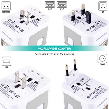 International Travel Power Plug Adapter - 4 USB Ports