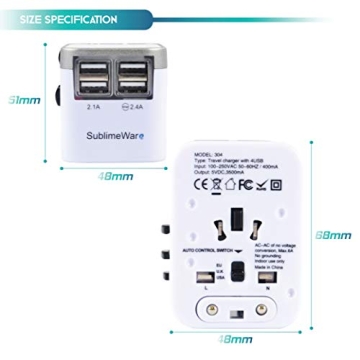 International Travel Power Plug Adapter - 4 USB Ports
