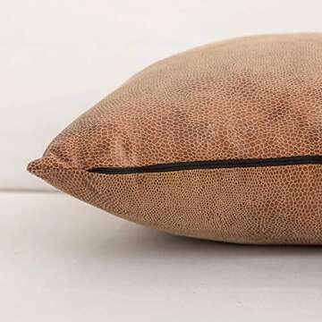 famibay Pack of 2 Faux Leather Pillow Covers Modern Decorative Square Luxury Cushion Case Durable Throw Pillow Cover Shell for Couch Sofa Bed Living Room 18x18 Inch Brown