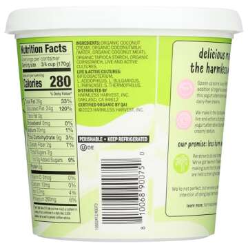 HARMLESS HARVEST Organic Unsweetened Plain Rich & Creamy Coconut Yogurt, 24 OZ