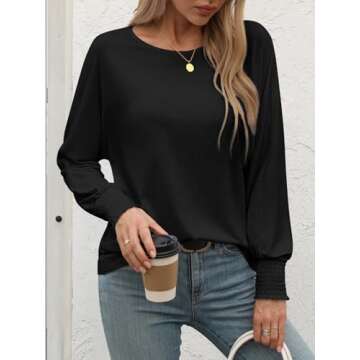 ATHMILE Long Sleeve Shirts for Women Tops Business Blouses Dressy Casual Spring Fashion 2025 Outfits...