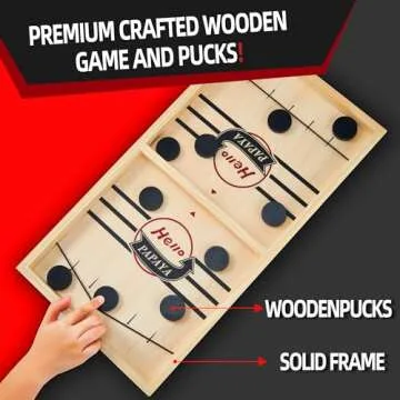 HELLO PAPAYA Fast Sling Puck Game,Wooden Hockey Game,Desktop Battle Sling Hockey Table Game,Adults or Kids Slingshot Board Game Parent-Child Interaction Toys