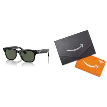 Meta Ray-Ban Smart Glasses - Wayfarer - Matte Black/Clear to Green Transitions with $50 Amazon Gift ...