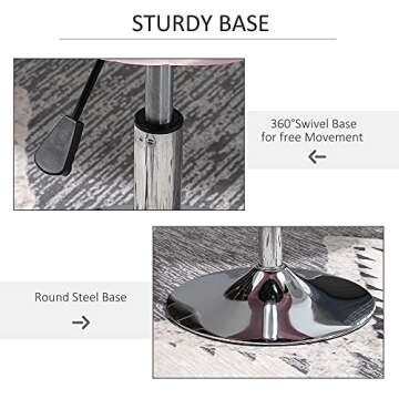 HOMCOM Modern Makeup Vanity Chair Round Tufted Swivel Accent Chair with Chrome Frame Height Adjustable for Living Room, Bedroom Pink