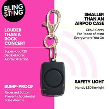 BLINGSTING Pepper Spray, Mini Stun Gun, & Alarm 3-in-1 Safety Kit - Professional Grade, Maximum Strength, High Voltage, Rechargeable Self-Defense for Women, Black Soft Touch