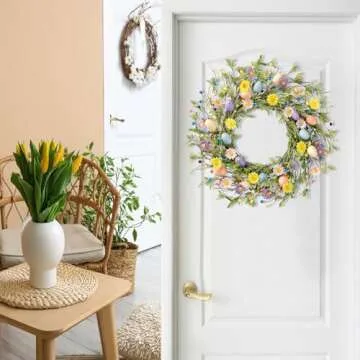 Sggvecsy 20 Inch Vibrant Easter Wreath for Spring Decor