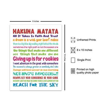 Quotes Wall Decor - Hakuna Matata - Inspirational Gifts for Women, Men, Kids, World Fans - Motivatio...