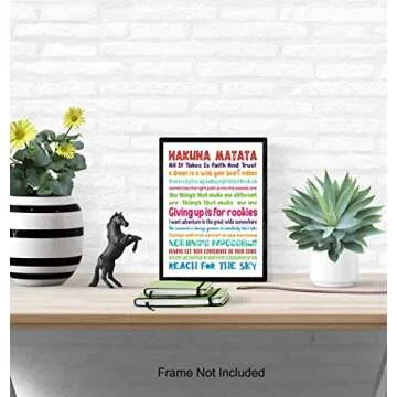 Quotes Wall Decor - Hakuna Matata - Inspirational Gifts for Women, Men, Kids, World Fans - Motivational Wall Art - Decorations - 8x10 print Unframed