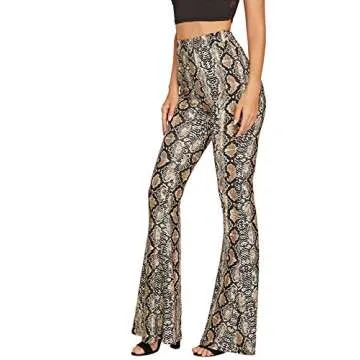 Stylish WDIRARA Snakeskin Print Flare Pants for Women