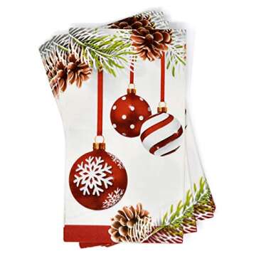 Gift Boutique 100 Christmas Ornament Guest Napkins Disposable Paper Decorative Elegant Xmas Dinner H...