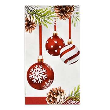 Gift Boutique 100 Christmas Ornament Guest Napkins Disposable Paper Decorative Elegant Xmas Dinner Hand Napkin For Home Kitchen Bathroom Wedding Holiday Decor