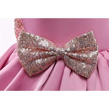 NNJXD Baby Girl Princess Dress Bowknot Sequins Dresse Pageant Wedding Tutu Gown Size (100) 3-4 Years 730 Pink