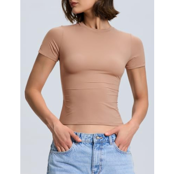 PrettyGuide Women's Crew Neck Double Lined Tight Shirt