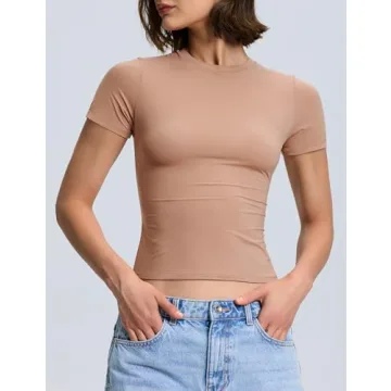 PrettyGuide Women's Crew Neck Double Lined Tight Shirt