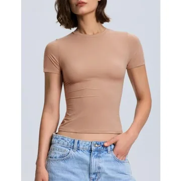 PrettyGuide Women's Crew Neck Double Lined Tight Shirt