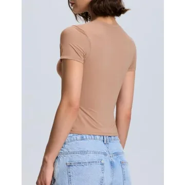 PrettyGuide Women's Crew Neck Double Lined Tight Shirt