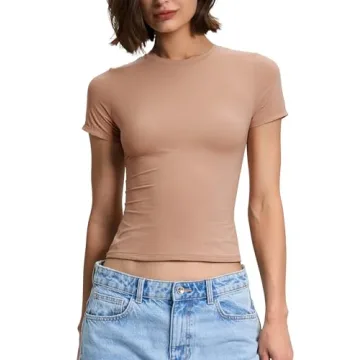 PrettyGuide Women's Crew Neck Double Lined Tight Shirt