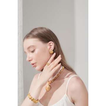 INNERDIVA Gold Seashell Earrings for Women Beach Earrings Boho Earrings Ocean Earrings Jewelry Prese...