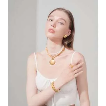 INNERDIVA Gold Seashell Earrings for Women Beach Earrings Boho Earrings Ocean Earrings Jewelry Present