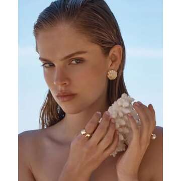 INNERDIVA Gold Seashell Earrings for Women Beach Earrings Boho Earrings Ocean Earrings Jewelry Present