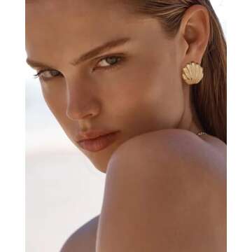 INNERDIVA Gold Seashell Earrings for Women Beach Earrings Boho Earrings Ocean Earrings Jewelry Present