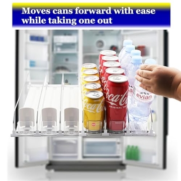 AMLLLC Drink Dispenser for Fridge,Automatic Pusher Glide Soda Can Dispenser for Refrigerator and Adjustable Width - Storage 25 Cans
