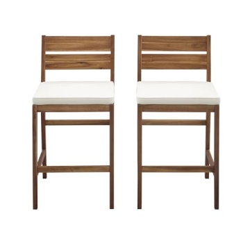 Walker Edison 2-Piece Acacia Wood Outdoor Chair Set - All Weather, Stylish & Durable