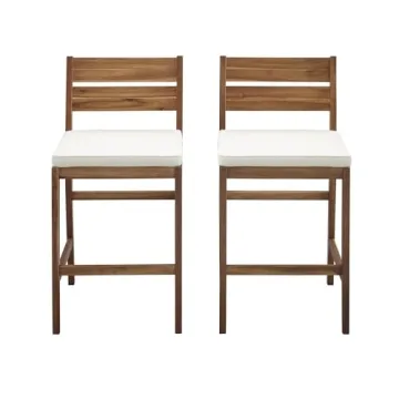Walker Edison 2-Piece Acacia Wood Outdoor Chair Set - All Weather, Stylish & Durable