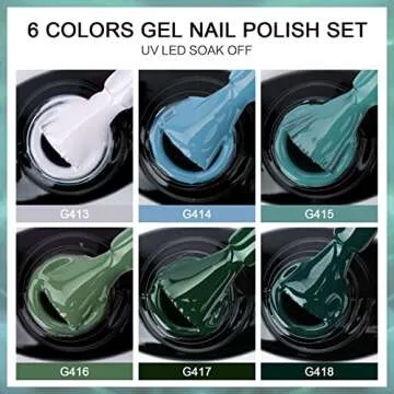 Morovan Gel Nail Polish Set 6 Colors 10ML White Blue Gel Nail Polish Kit Green Gel Nail Polish Set Soak Off Gel Nail Kit LED Nail Lamp Cured Gel Nail Kit DIY Salon Home