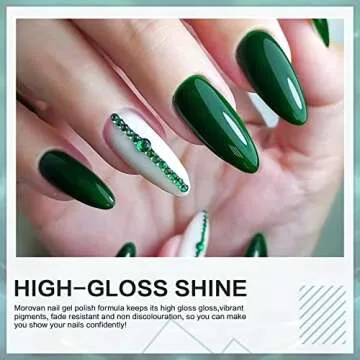 Morovan Gel Nail Polish Set 6 Colors 10ML White Blue Gel Nail Polish Kit Green Gel Nail Polish Set Soak Off Gel Nail Kit LED Nail Lamp Cured Gel Nail Kit DIY Salon Home