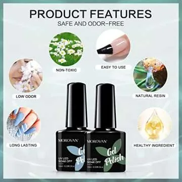 Morovan Gel Nail Polish Set 6 Colors 10ML White Blue Gel Nail Polish Kit Green Gel Nail Polish Set Soak Off Gel Nail Kit LED Nail Lamp Cured Gel Nail Kit DIY Salon Home