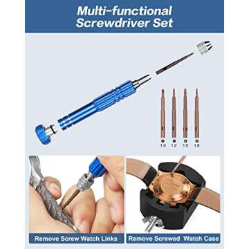 Vastar Watch Repair Kit, Watch Battery Replacement Kit with Watch Repair Screwdriver, Watch Wrench Back Remover, Watch Case Opener, Watch Back Remover Holder for Watch Battery Replacement etc