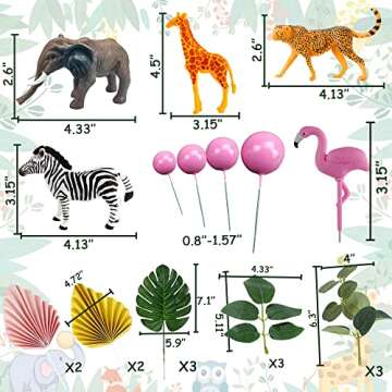 JeVenis Pink Jungle Animals Cake Decoration Pink Wild One Party Supplies Girl Jungle Safari Cake Decoration Two Wild Cake Topper Baby Shower Birthday Decoration