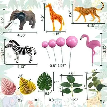 JeVenis Pink Jungle Animals Cake Decoration Pink Wild One Party Supplies Girl Jungle Safari Cake Decoration Two Wild Cake Topper Baby Shower Birthday Decoration