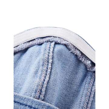 Milumia Women's Hanky Hem Denim Tube Top Zipper Back Strapless Corset Crop Tops Light Blue Solid Small