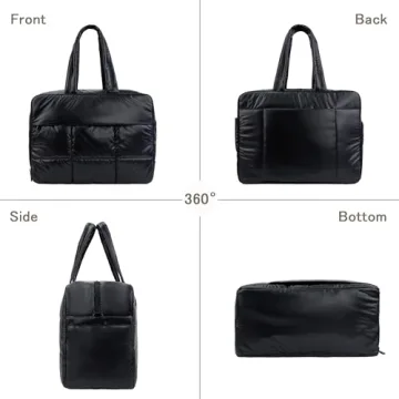 ORAD Weekender Fluffy Bag Quilted Nylon Puffer Tote Bag Personal Item Bag for Airlines Overnight Bag Gym Bag