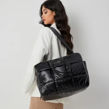 ORAD Weekender Fluffy Bag Quilted Nylon Puffer Tote Bag Personal Item Bag for Airlines Overnight Bag Gym Bag