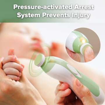 haakaa Baby Nail Trimmer Electric Baby Nail Clippers Kit for Newborn, Toddler or Adults Fingernails and Toenails Care, Baby Nail Care Set & Extra 4 Replacement Pads Combo - Meadow