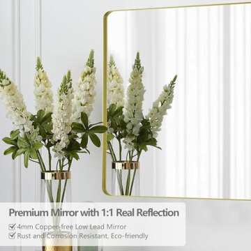 SNUGACE Bathroom Mirror for Vanity, Rectangle Framed Wall Mounted Farmhouse Bathroom Mirrors, 24x36 Inch