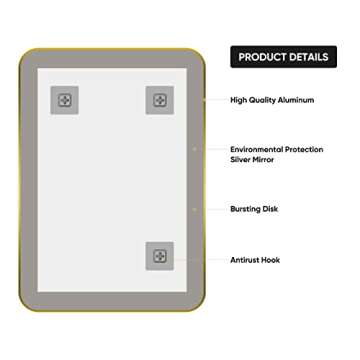 SNUGACE Bathroom Mirror for Vanity, Rectangle Framed Wall Mounted Farmhouse Bathroom Mirrors, 24x36 Inch