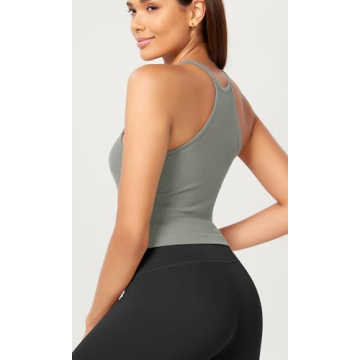 ODODOS Women's Seamless Rib-Knit Crop Tank Tops 3-Pack