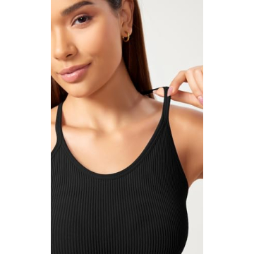 ODODOS Women's Seamless Rib-Knit Crop Tank Tops 3-Pack