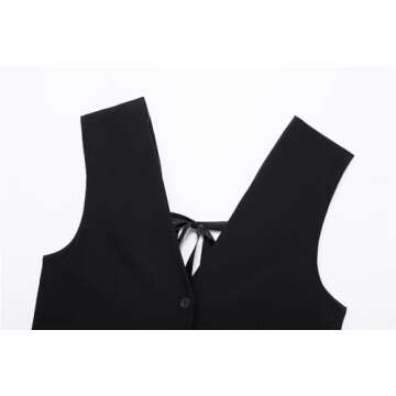2024 Bow Sleeveless Vests for Women Black Button Tank Top Female Summer Backless Waistcoat Women Top Holiday Vest(Small)