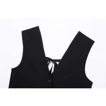 2024 Bow Sleeveless Vests for Women Black Button Tank Top Female Summer Backless Waistcoat Women Top Holiday Vest(Small)