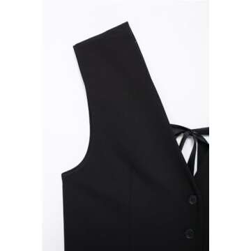 2024 Bow Sleeveless Vests for Women Black Button Tank Top Female Summer Backless Waistcoat Women Top Holiday Vest(Small)